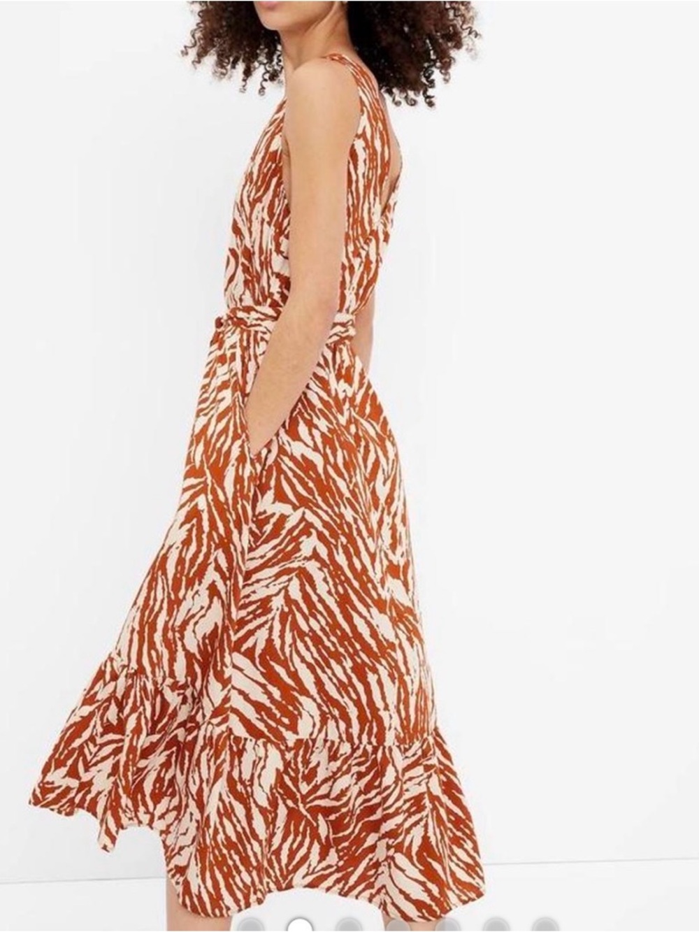 Gap orange white zebra print cotton midi dress size S